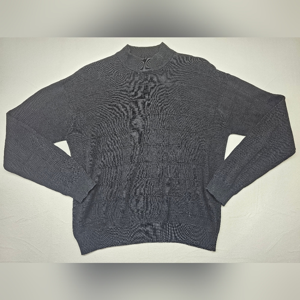 Anthology Black Silk Cotton Mock Neck Knit Sweater Elegant Cozy‎ Soft Large